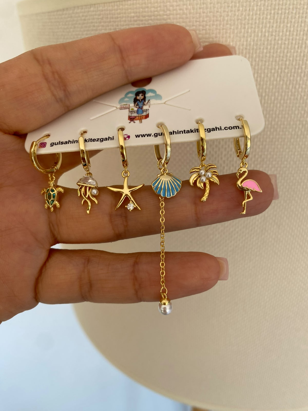 Sea charms 6'lı set küpe
