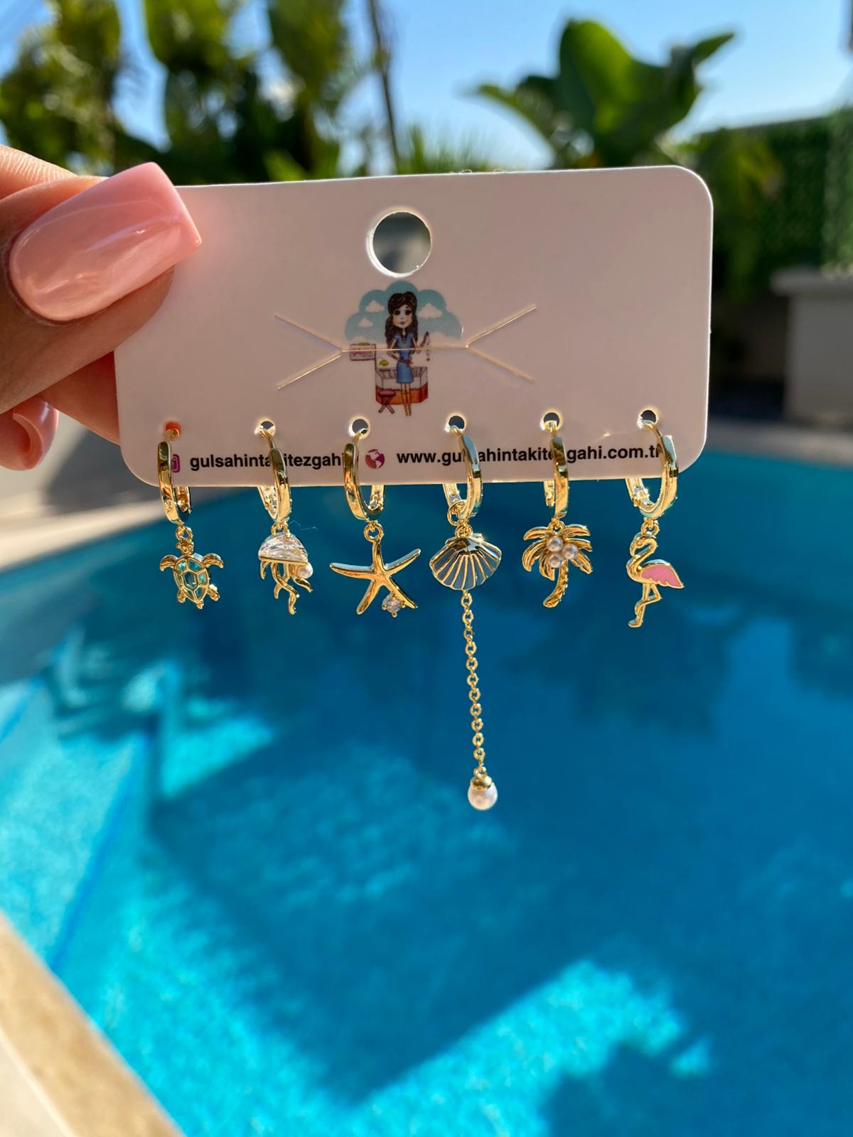 Sea charms 6'lı set küpe