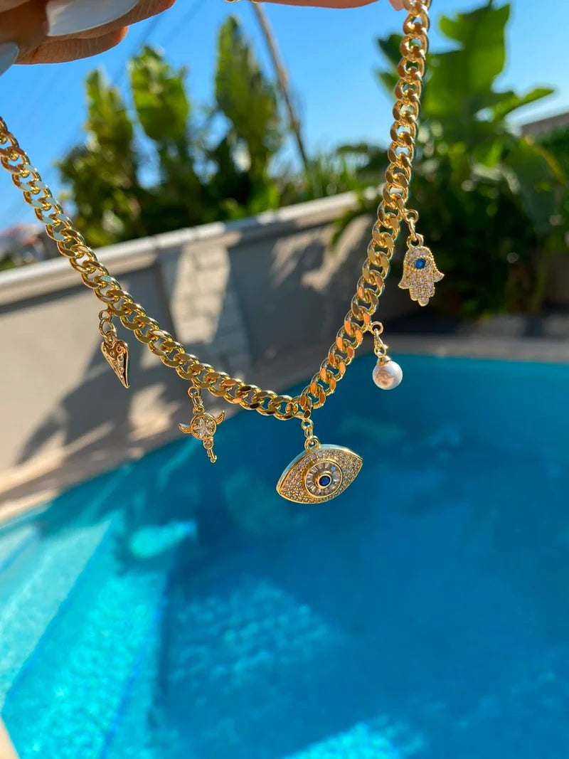 Eyes & inci charm choker