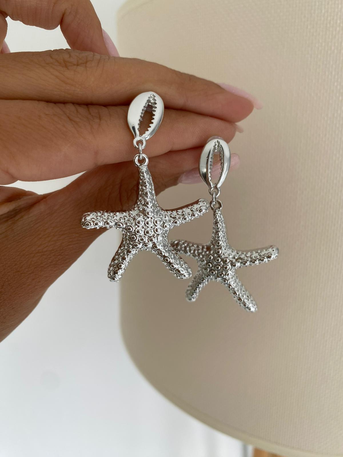 Silver seastar küpe