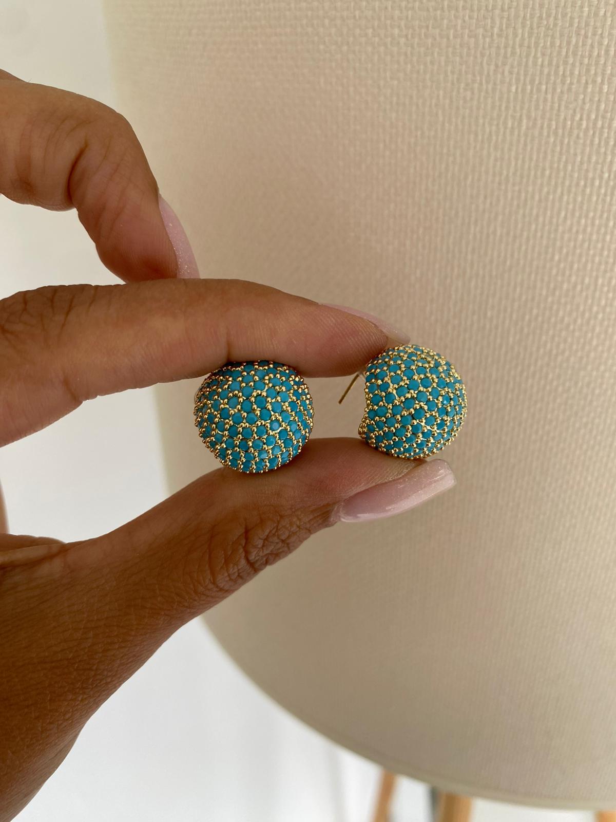 Turkuaz balls küpe