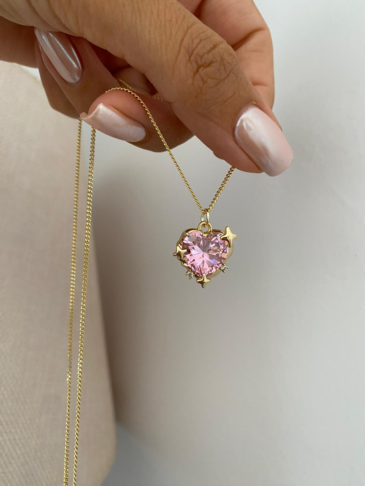 Pink Heart Kısa Kolye