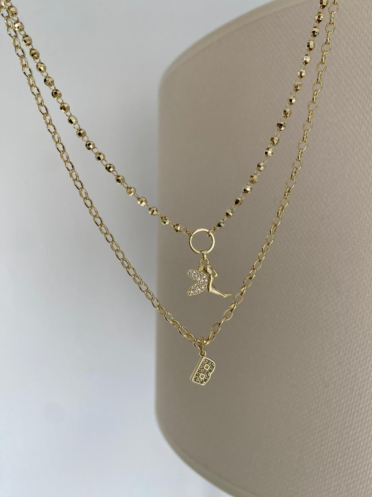 Angel ikili birleşik harf kolye