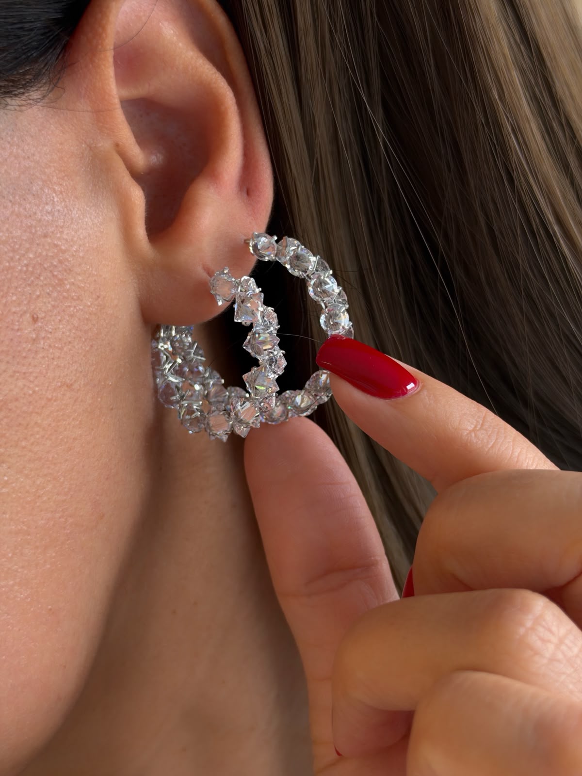 Silver Cyrstal küpeler