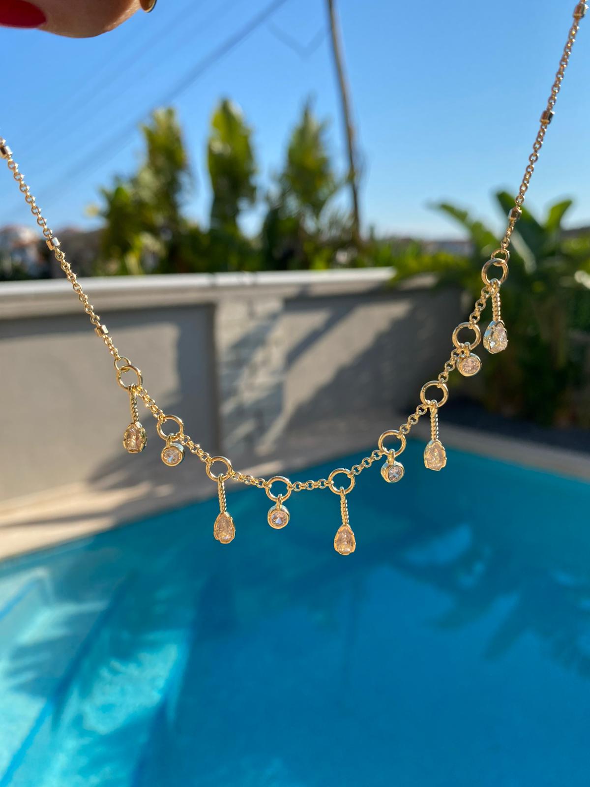 Zircon damla choker