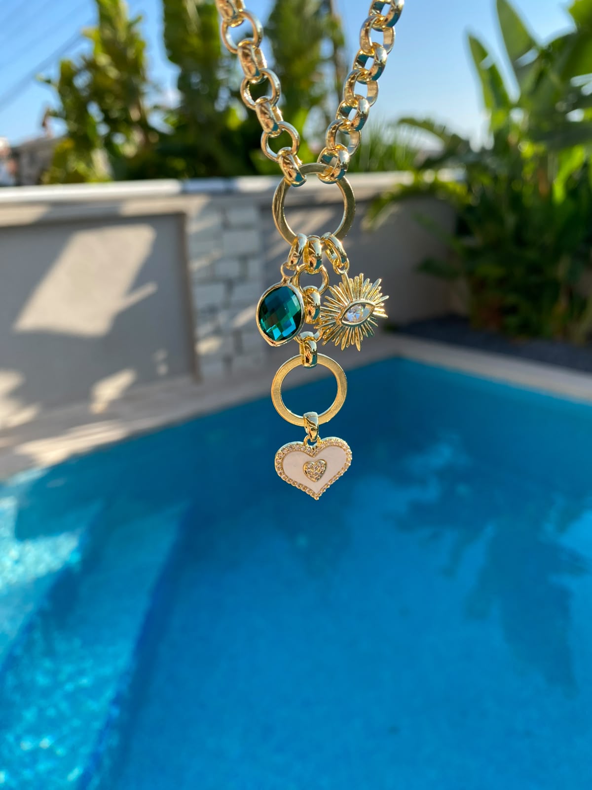heart & sun charm choker
