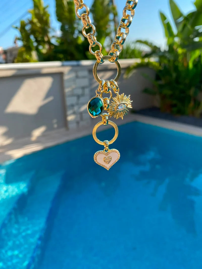 heart & sun charm choker