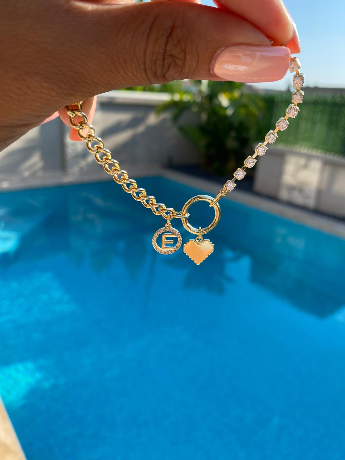 Heart & stone harf bileklik