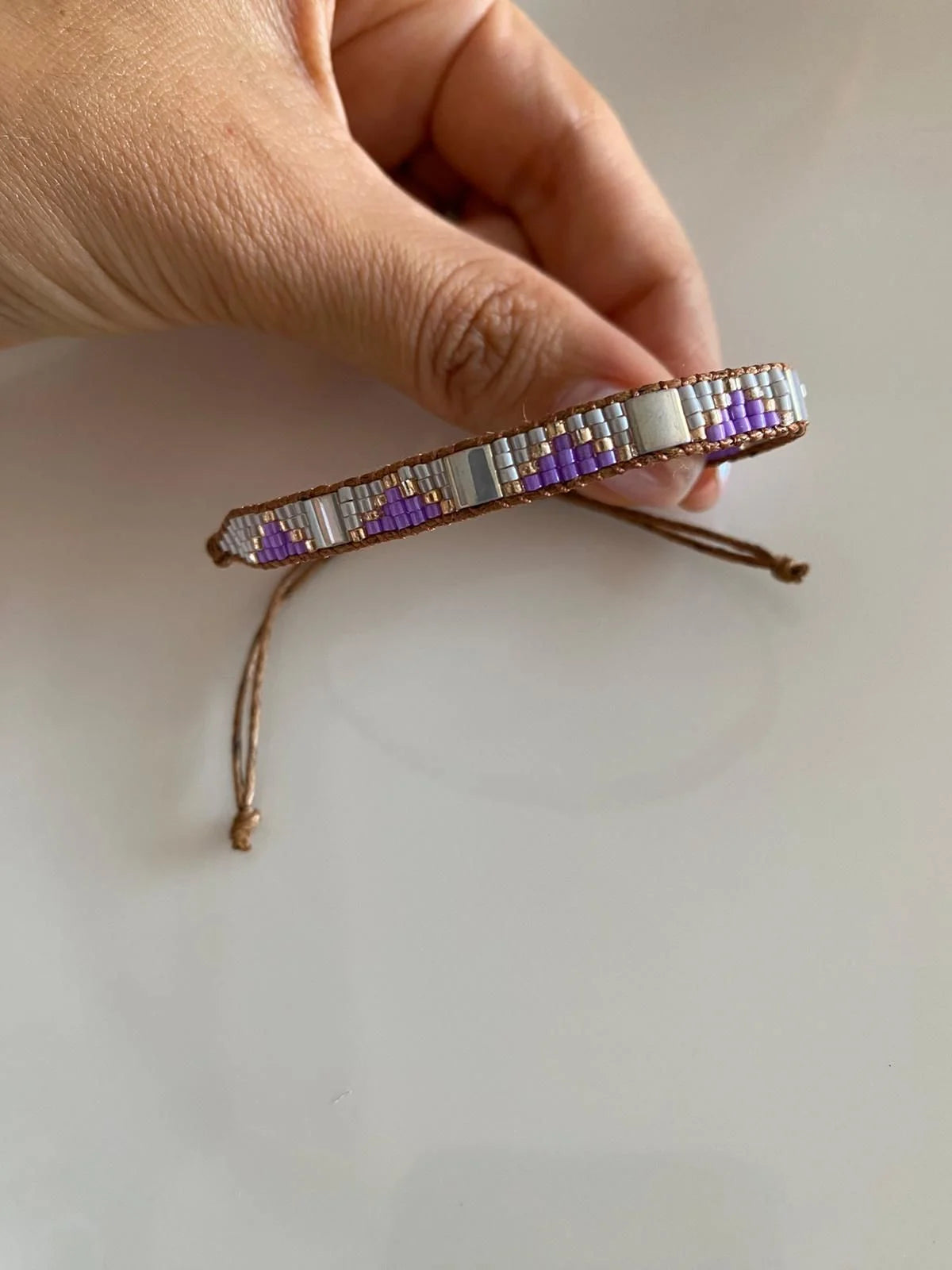 Purple Grey Miyuki Bileklik